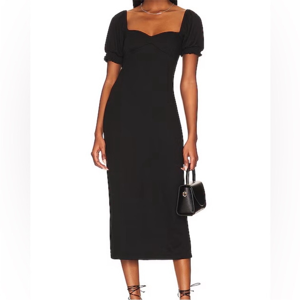 Free People Beach Bel Air Midi Dress | Black | Medium | NWT